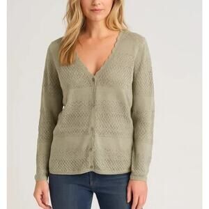 Frye Cotton Open Knit Cardigan Sweater Size S Button Front Boho